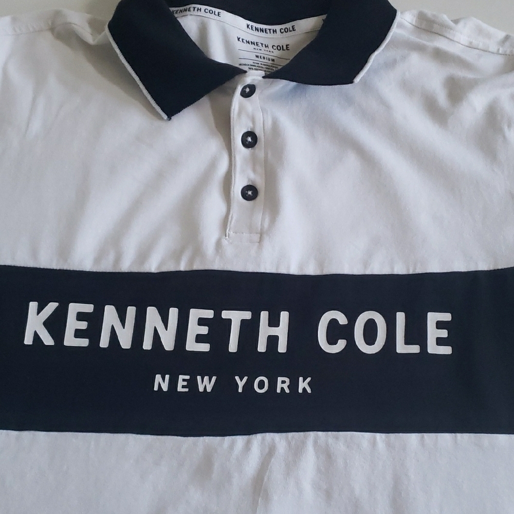 Kenneth Cole White and Black Polo Shirt